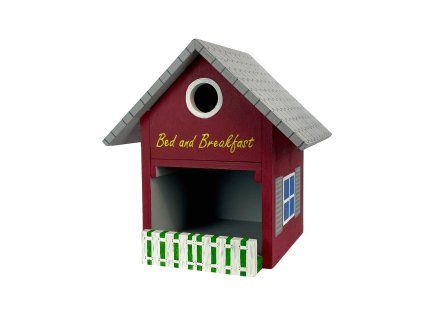 Pebaro – ptačí budka 2v1 s krmítkem, červené provedení „Bed and Breakfast“