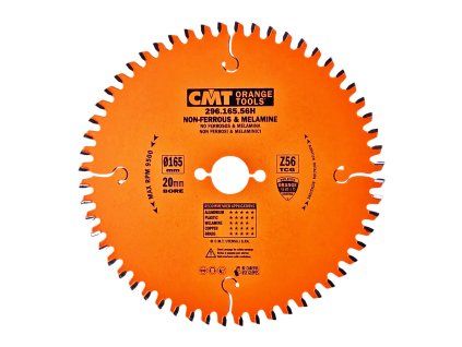 CMT Orange | Pilový kotouč na lamino, plast a neželezné kovy ø 165 mm Z56 TCG