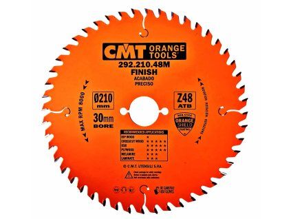 CMT| Pilový kotouč na dřevo, příčný čistý řez ø 210/30 mm Z48 HW