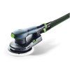 Excentrická bruska Festool ETS EC 150/5 – boční pohled s připojeným kabelem plug-it a hadicí odsávání
